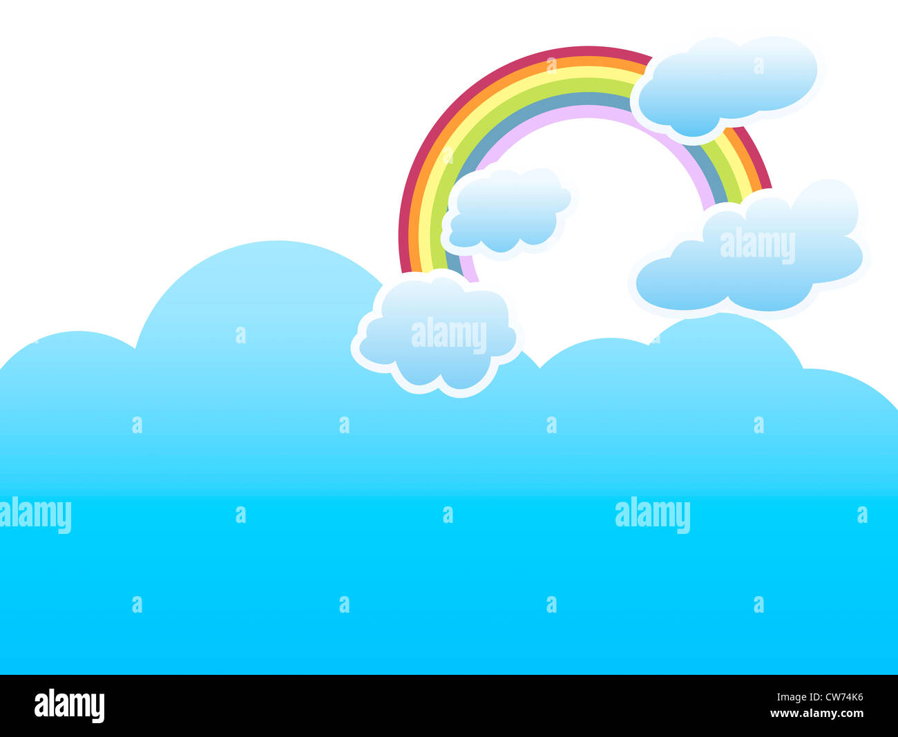 clouds with a rainbow on sky blue background Stock Photo - Alamy