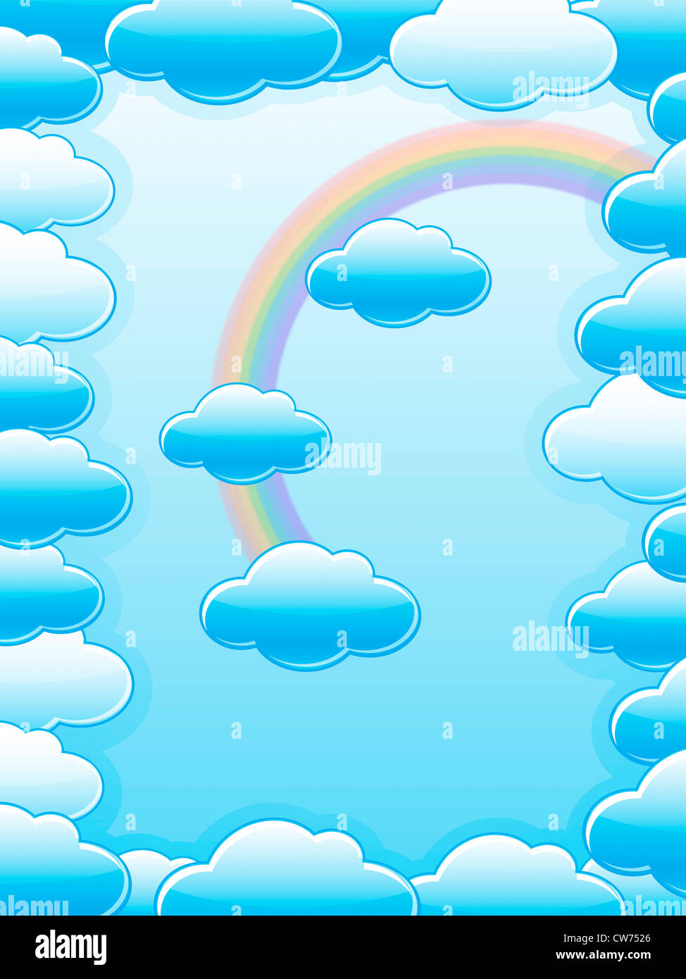 clouds with a rainbow on sky blue background Stock Photo - Alamy