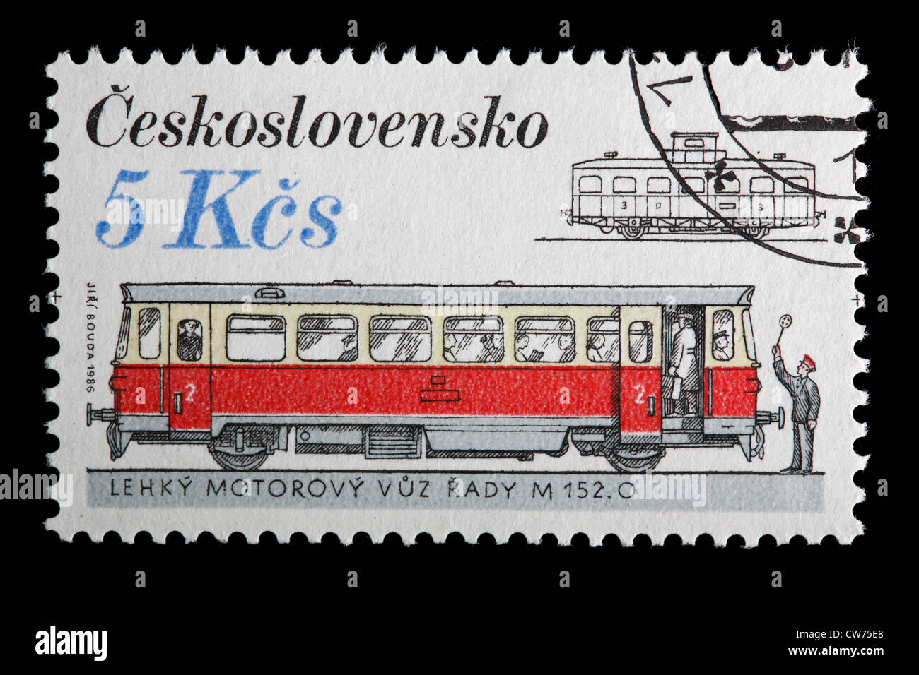 Electric tram, postage stamp, Czechoslovakia, 1986, Czech Republic Stock  Photo - Alamy