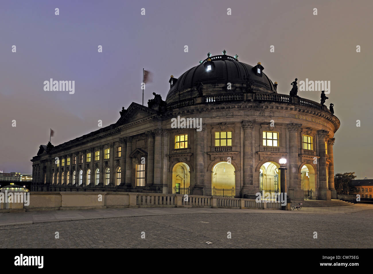 Bode museum on the museum island at night, Germany, Berlin Stock Photo