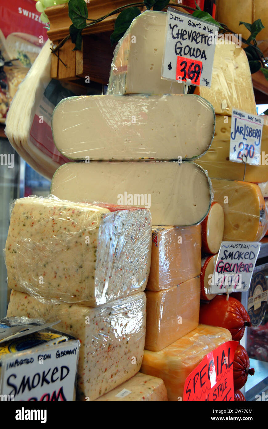 Toronto Kensington Market imported cheese shop Stock Photo Alamy