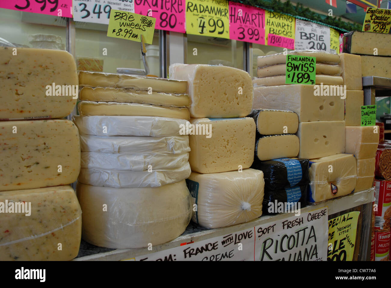 Toronto Kensington Market imported cheese shop Stock Photo