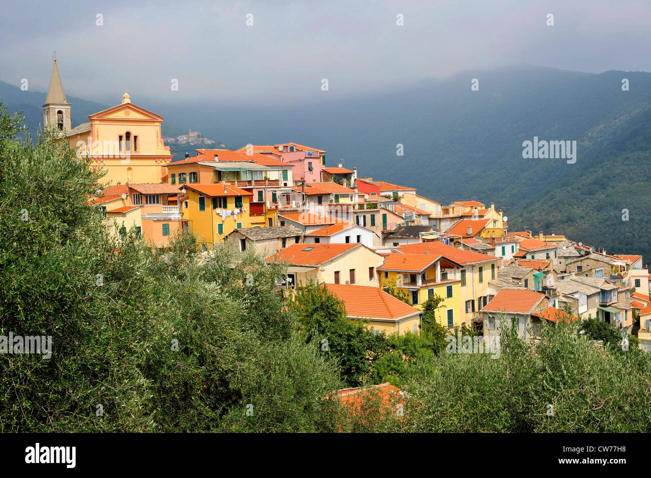 Valloria, village of the painted doors, Dolcedo, Italy, Liguria, Riviera dei Fiori Stock Photo