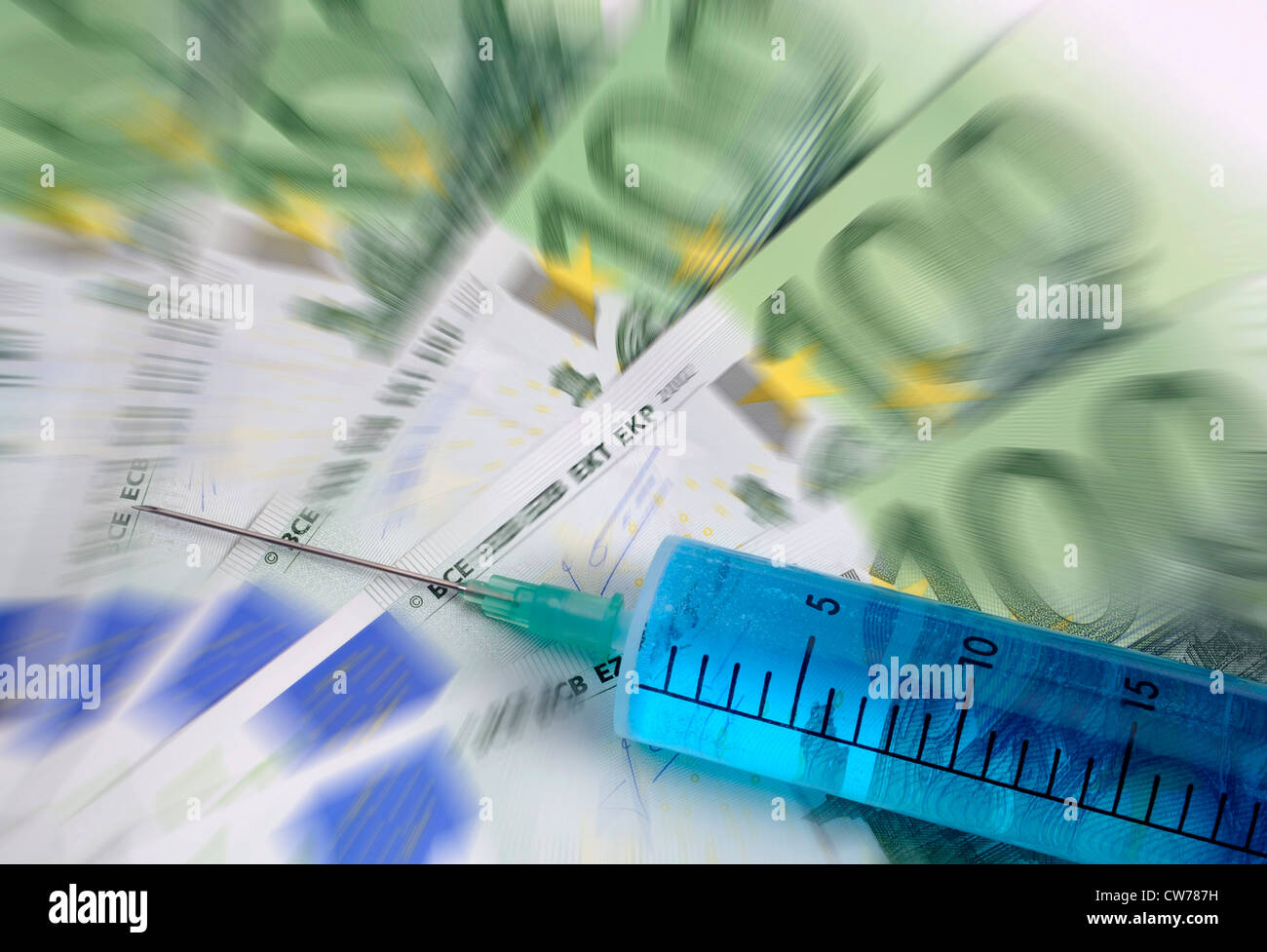 cash injection, syringe and Euro bank notes Stock Photo - Alamy