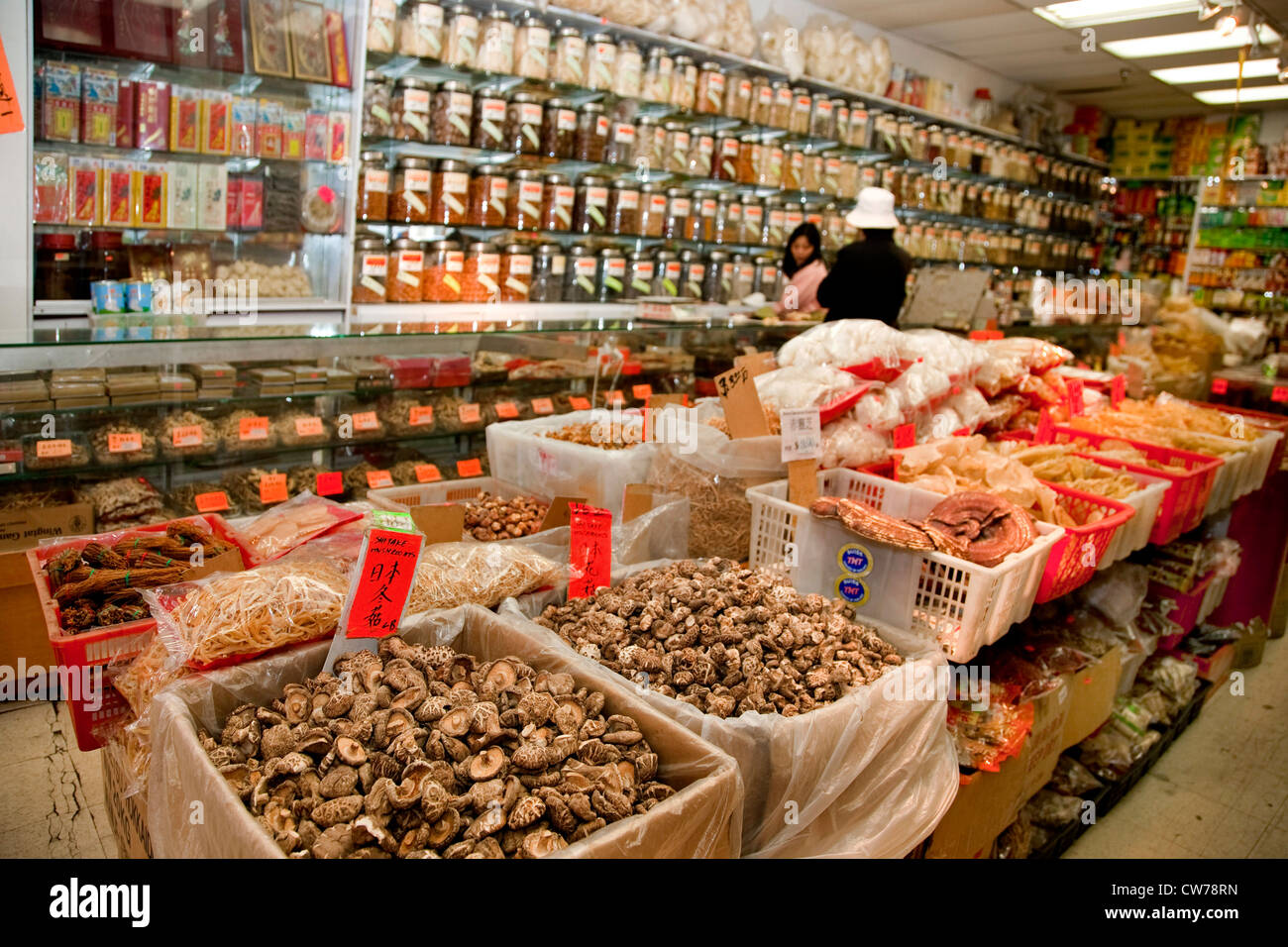 view into a store of traditional chinese medicine, Canada, British Columbia, Chinatown, Vancouver Stock Photo