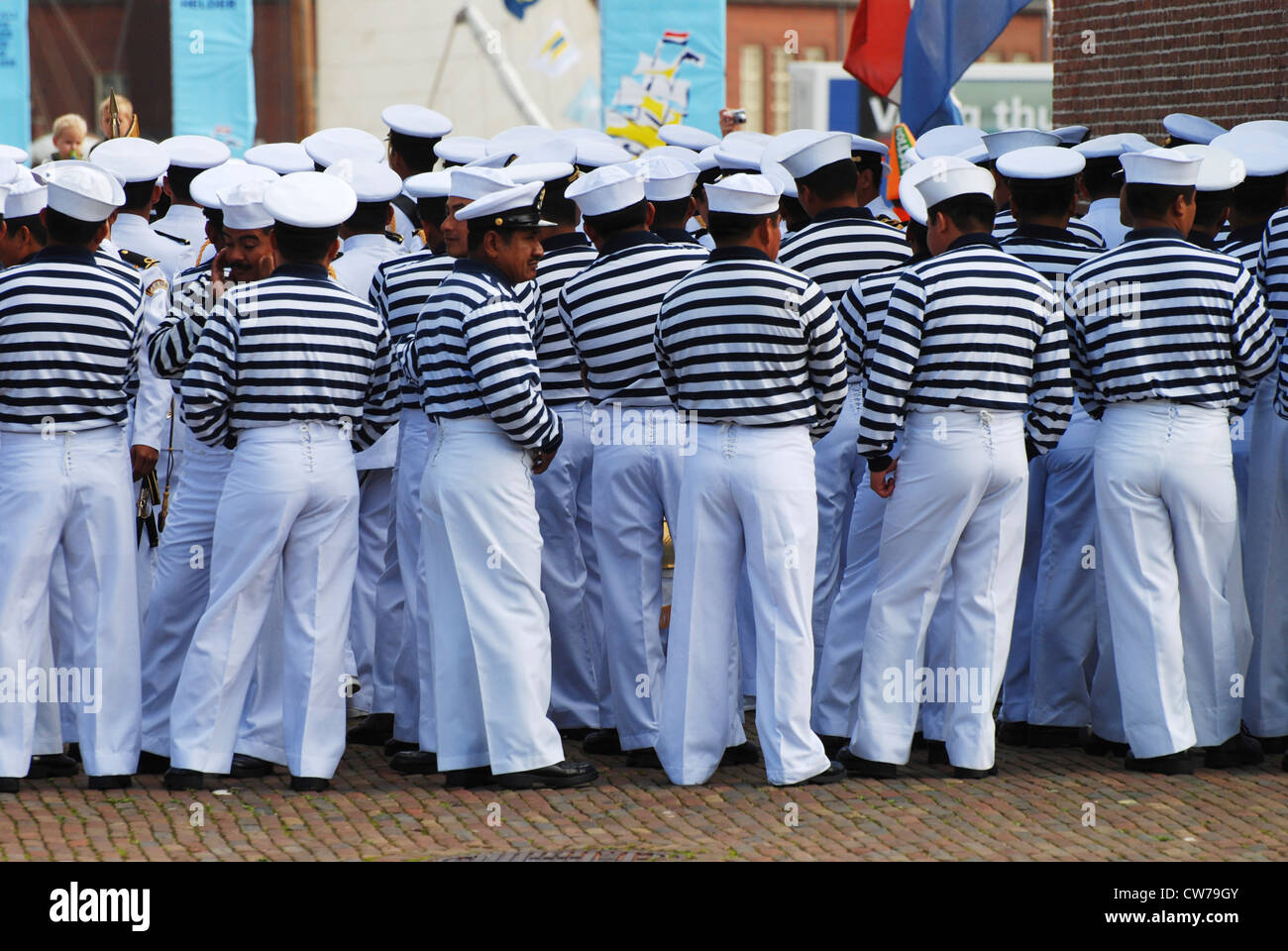sailors of Cuauhtemoc Tall Ship, Netherlands, Den Helder Stock Photo