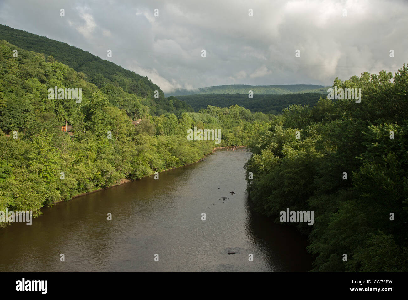 Jim Thorpe, Pennsylvania - The Lehigh River. Stock Photo