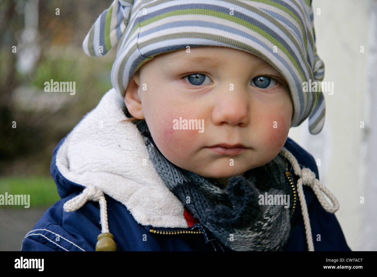 little boy with beanie, portrait, Germany Stock Photo Alamy