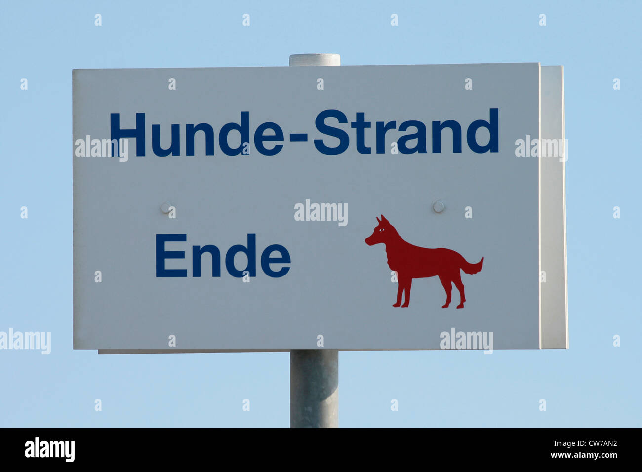 end of dog beach information sign , Germany, Schleswig-Holstein, Dahme Stock Photo