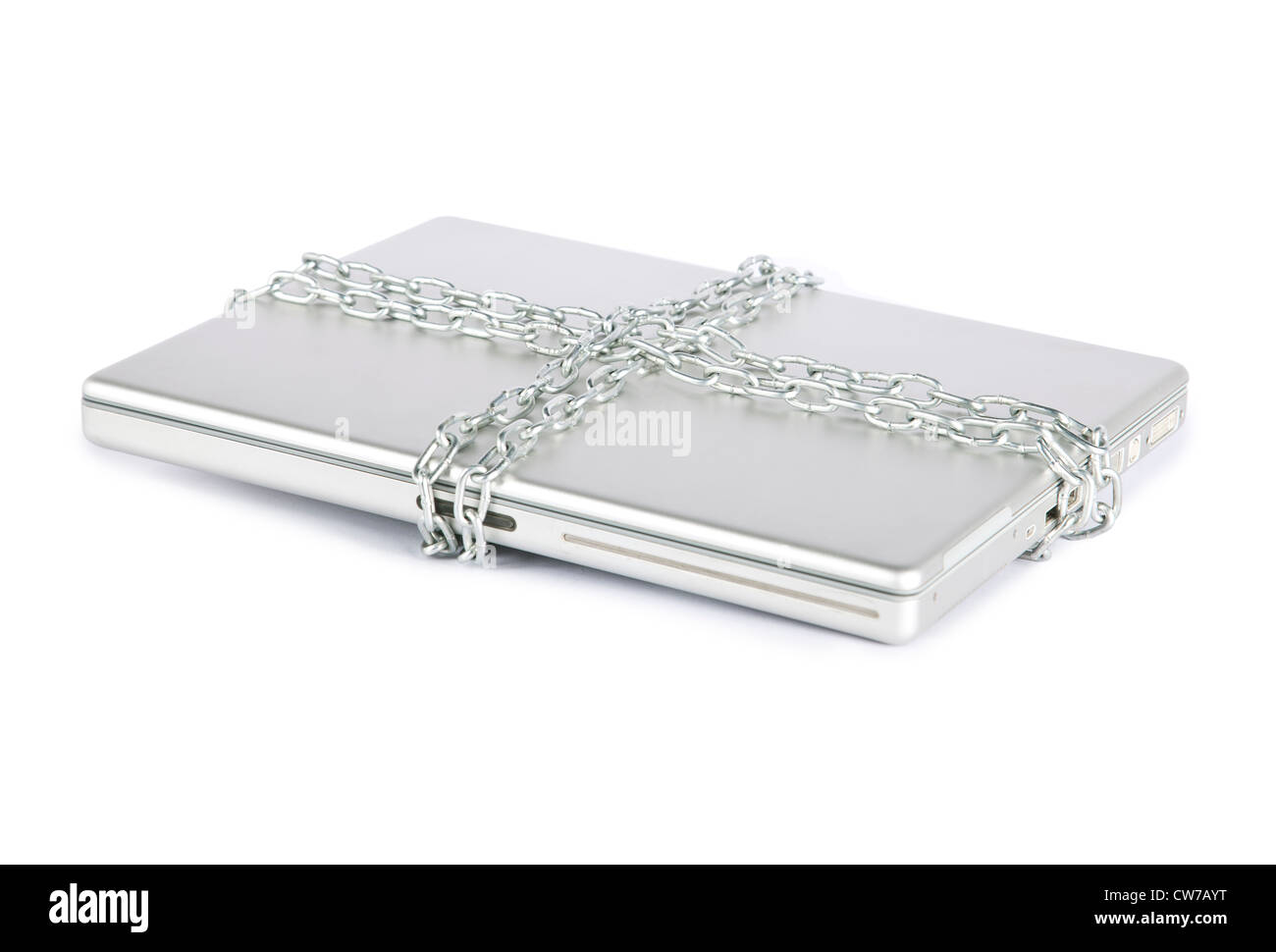 Computer security concept with laptop and chain Stock Photo