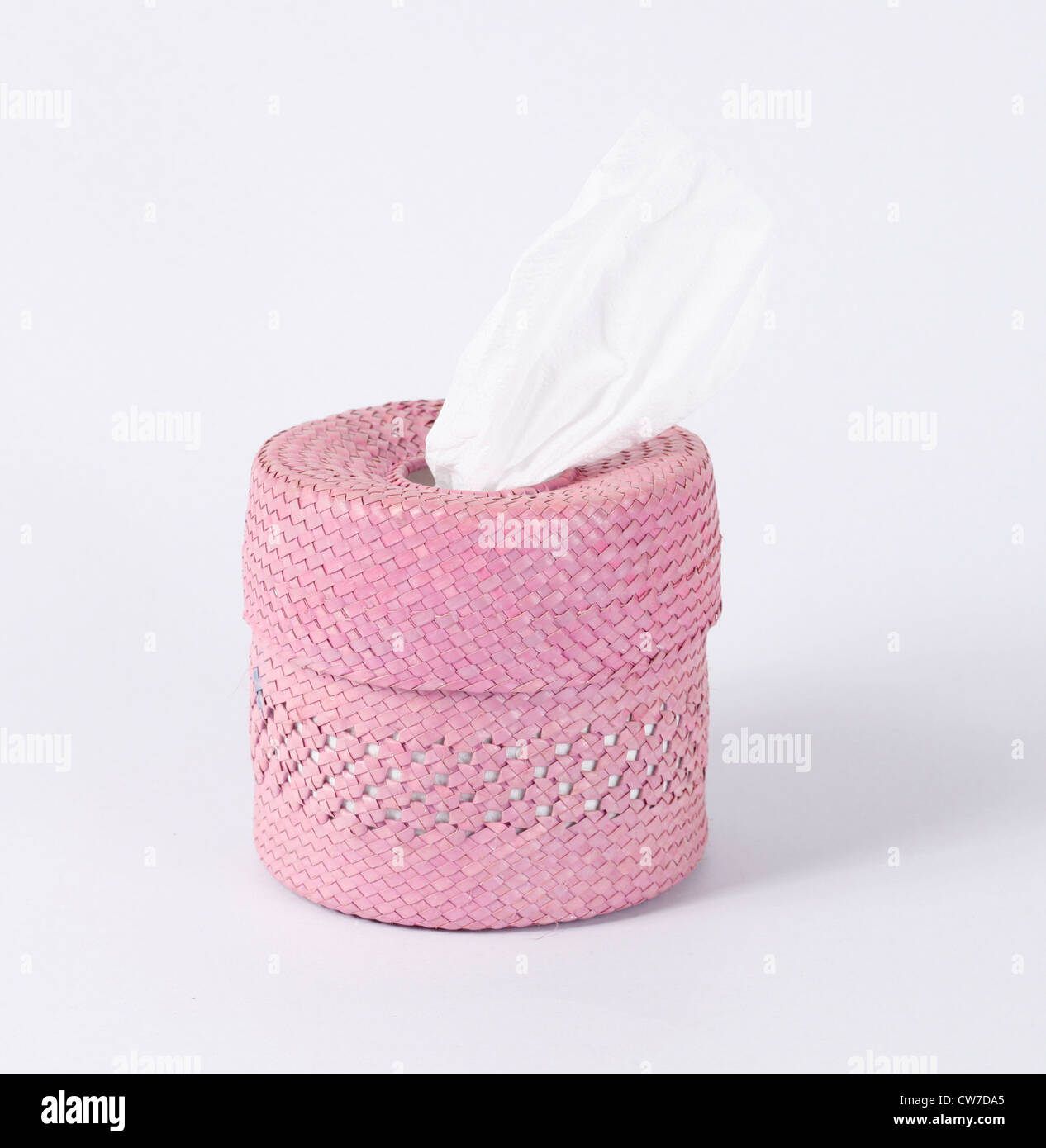 pink Box of Tissues on White Background Stock Photo