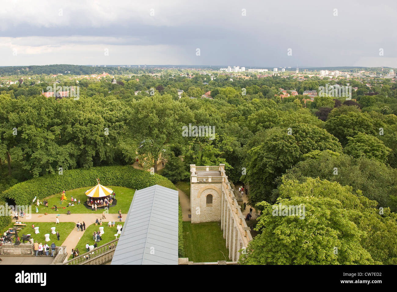europe, germany, brandenburg, potsdam, belvedere auf dem pfingstberg, panorama with potsdam Stock Photo