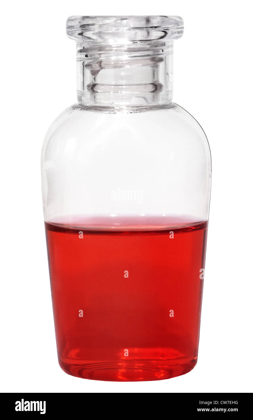 Small vial of red liquid isolated on white background Stock Photo Alamy