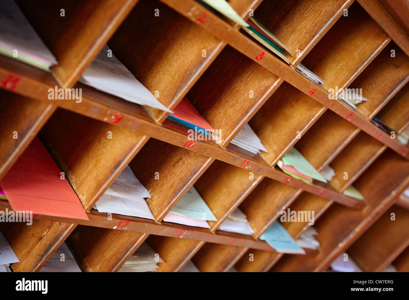 Wooden shelf for a Buddhist divination in the temple Stock Photo