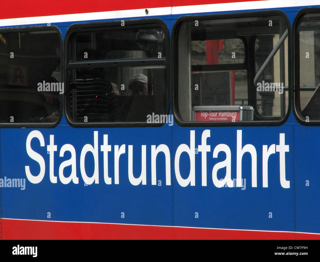 Tourist bus during city tour in Hamburg, Germany, Hamburg Stock Photo