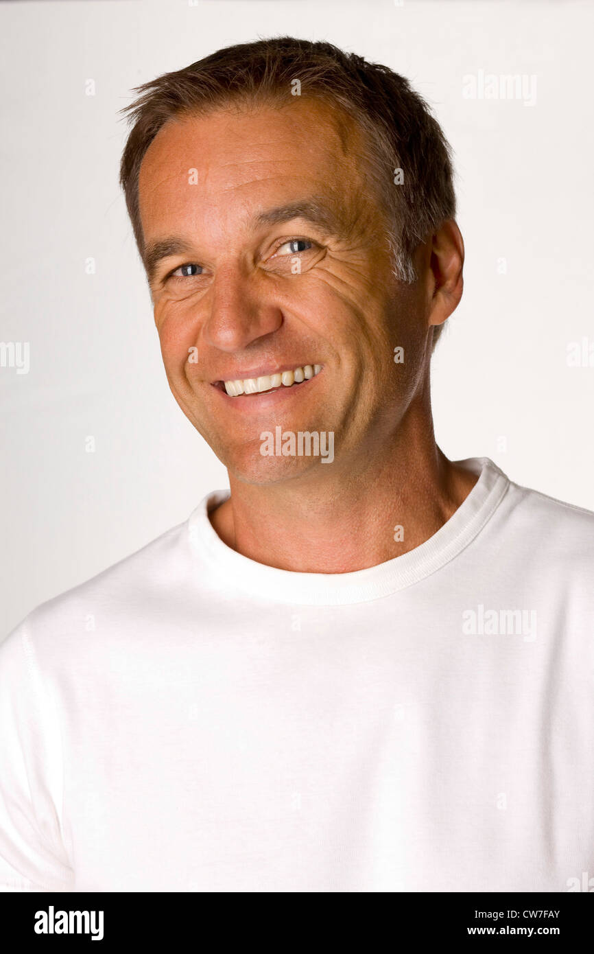 Man with a white T-Shirt Stock Photo