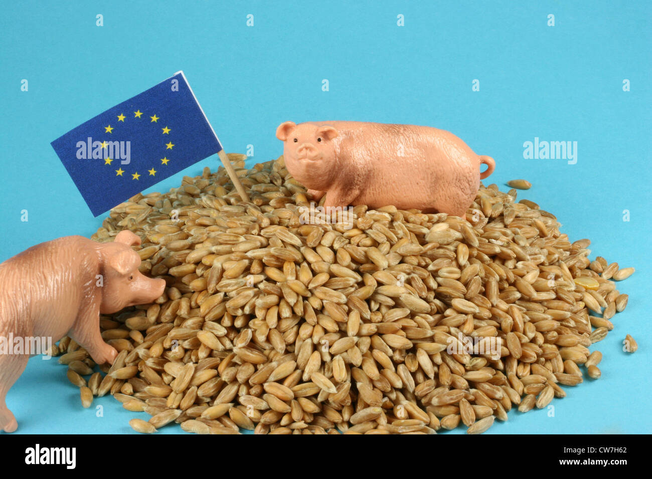 symbolic picture for agrarian subvention, the euro sign with pigs Stock Photo