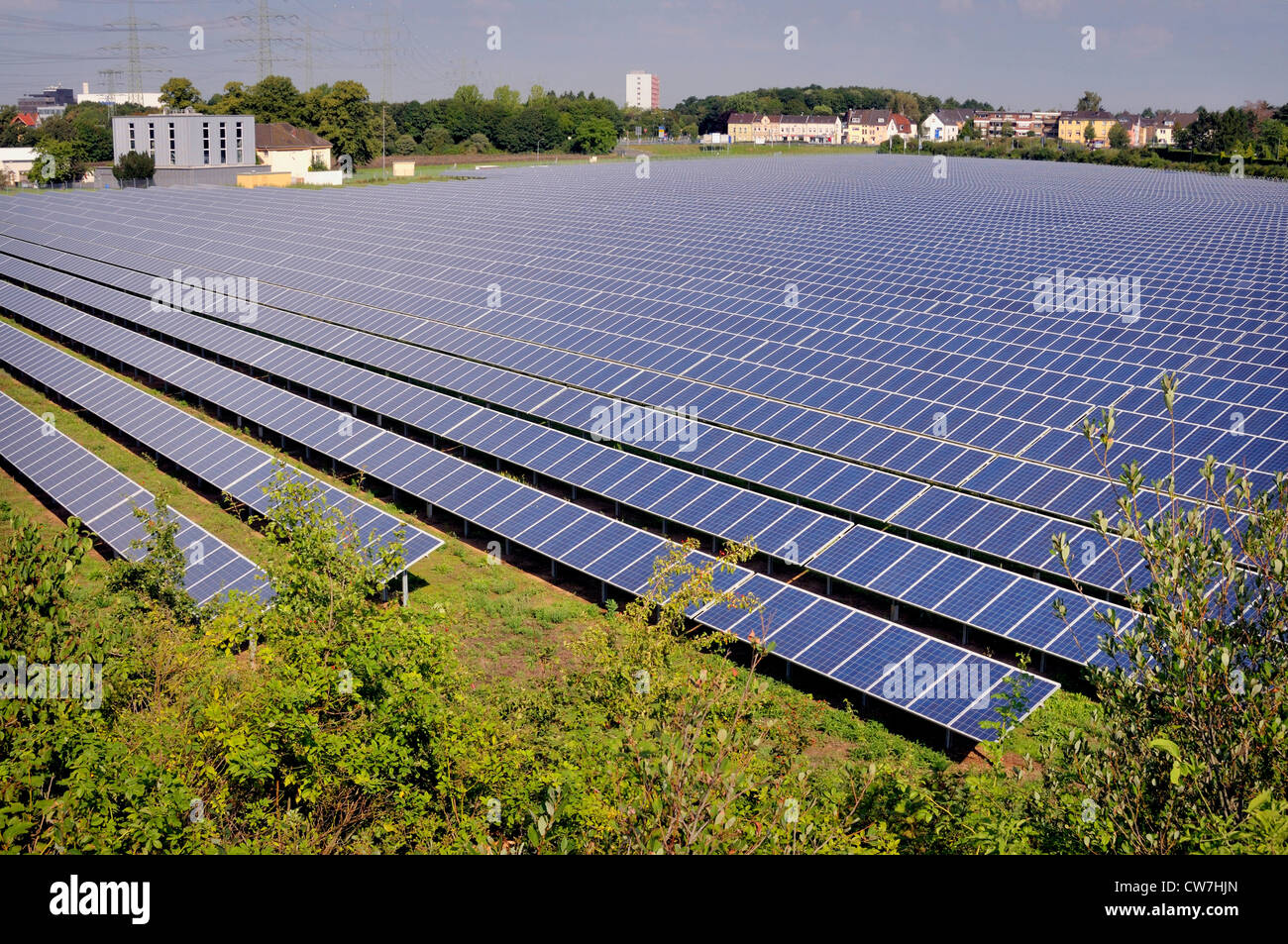 largest open space photovoltaic power plant in NRW to this day in Troisdorf-Oberlar, Germany, North Rhine-Westphalia, Troisdorf Stock Photo