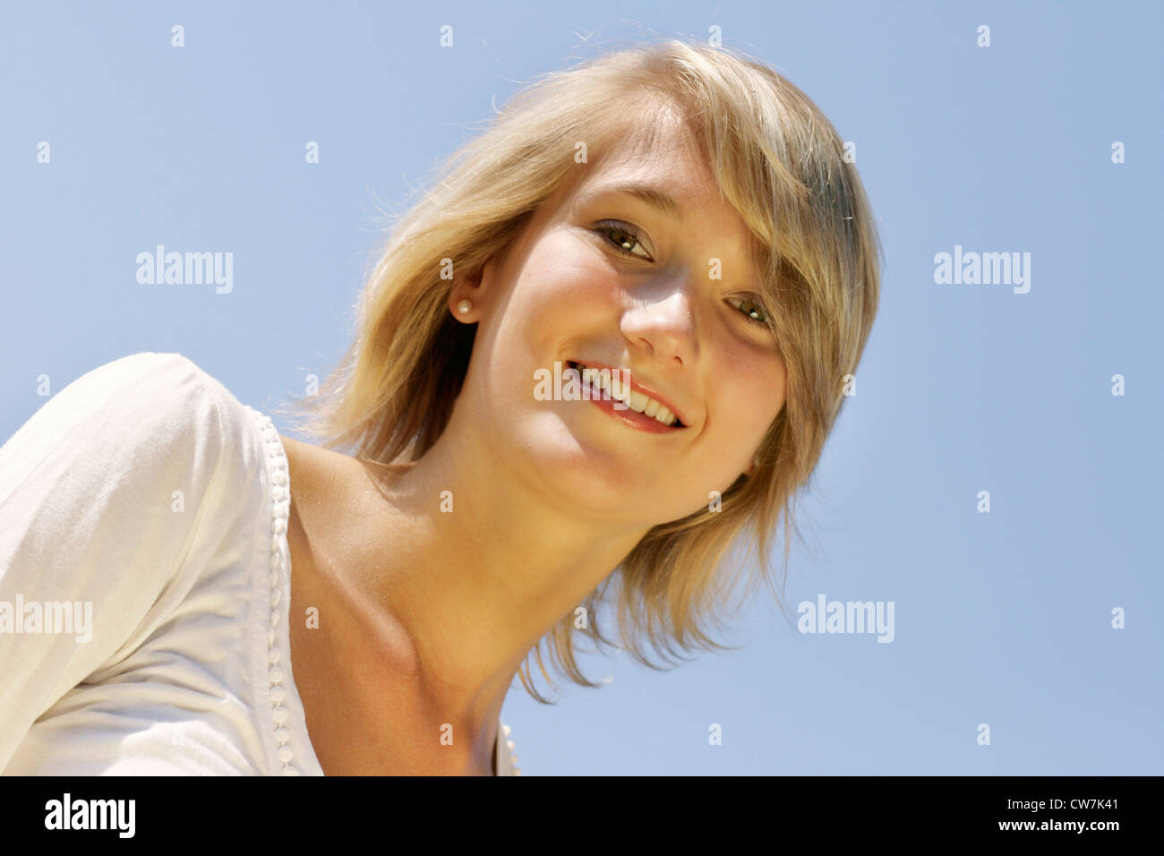 portrait of a blond woman in sunshine Stock Photo