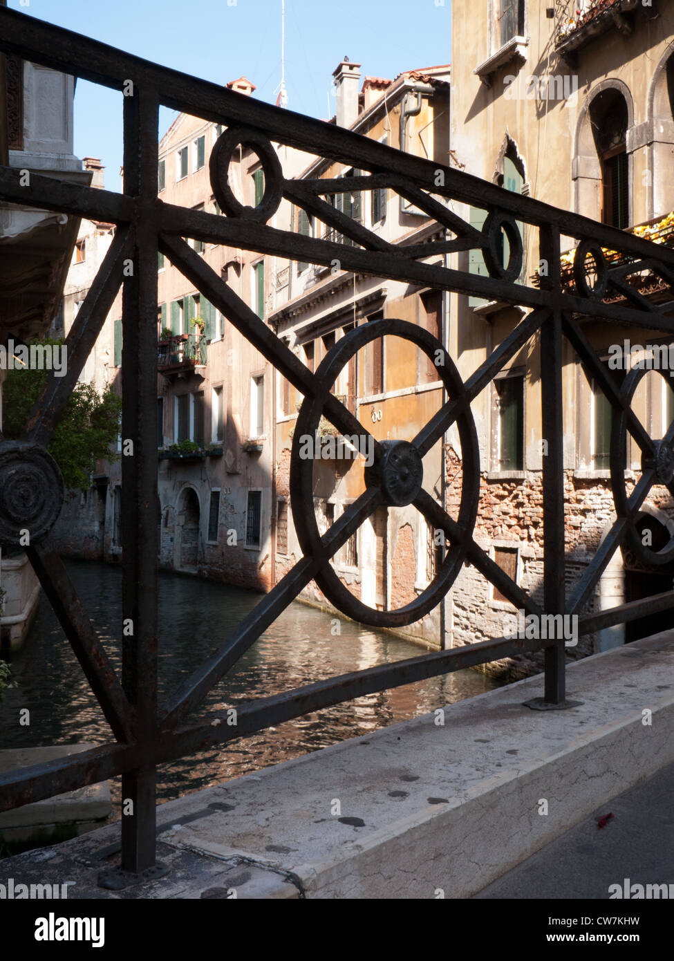 A wrought iron bridge design Venice, Italy Stock Photo Alamy