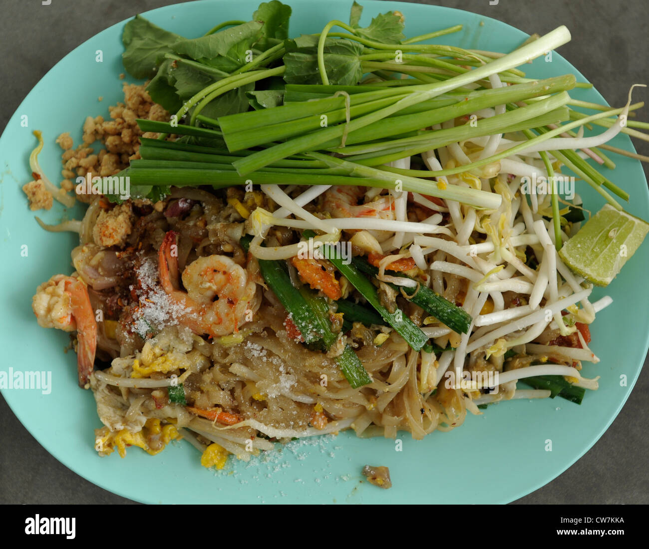 pad thai, thai speciality dish, food court , bangkok, thailand Stock