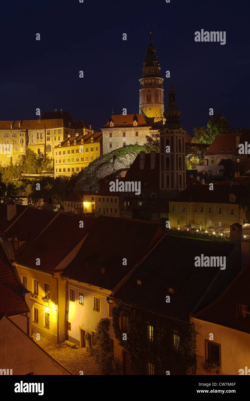 Cesky Krumlov the castle in the summer night - HDR Stock Photo