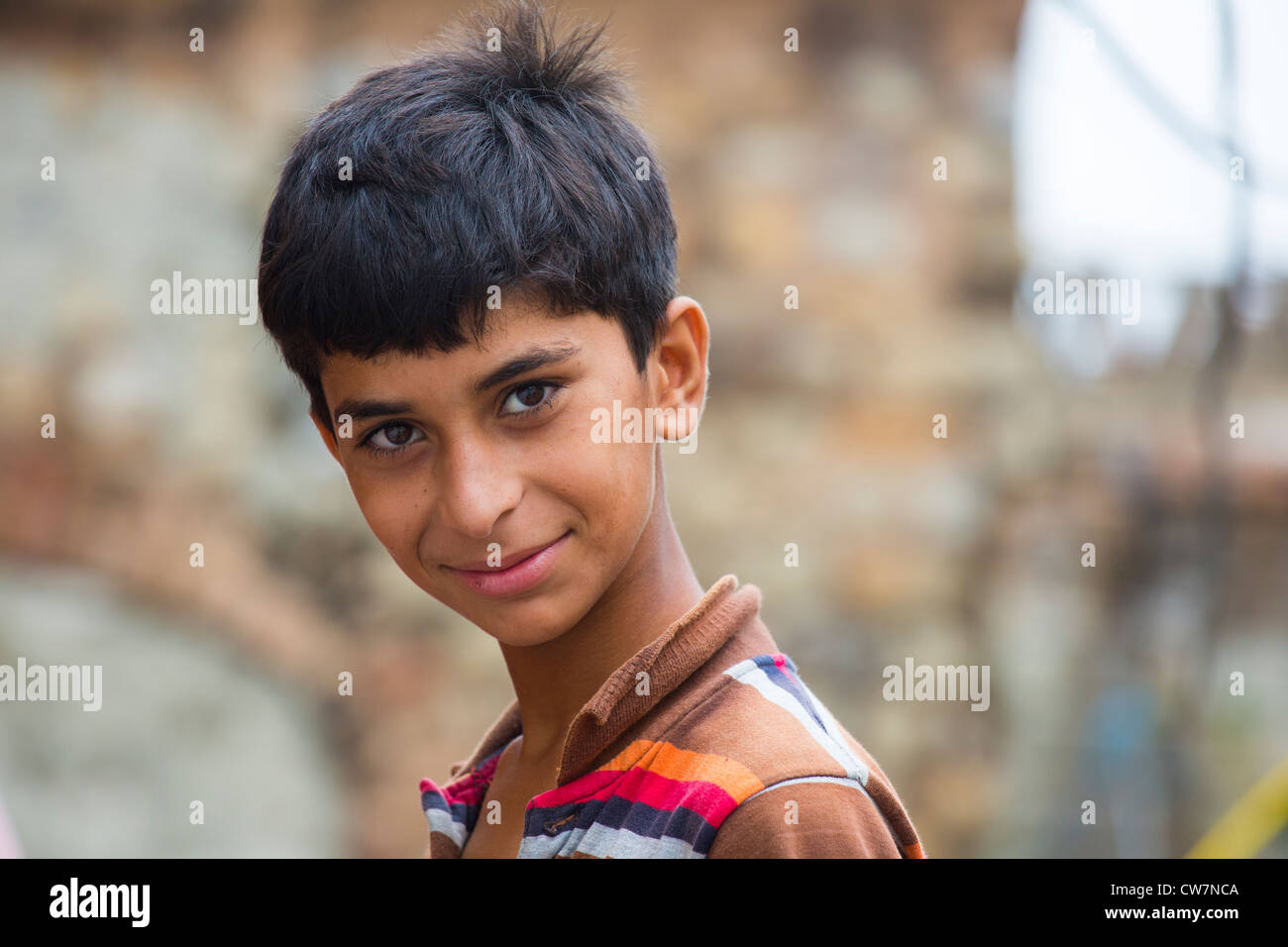 Boy in Said Pur Village, Islamabad, Pakistan Stock Photo