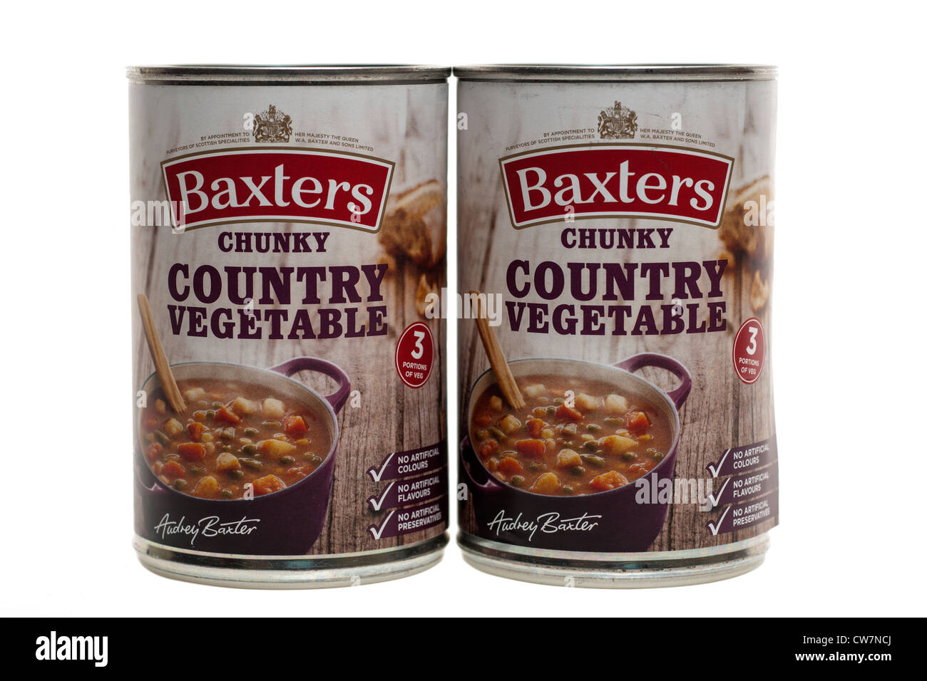 Two tins of Baxters chunky Country Vegetable soup Stock Photo - Alamy