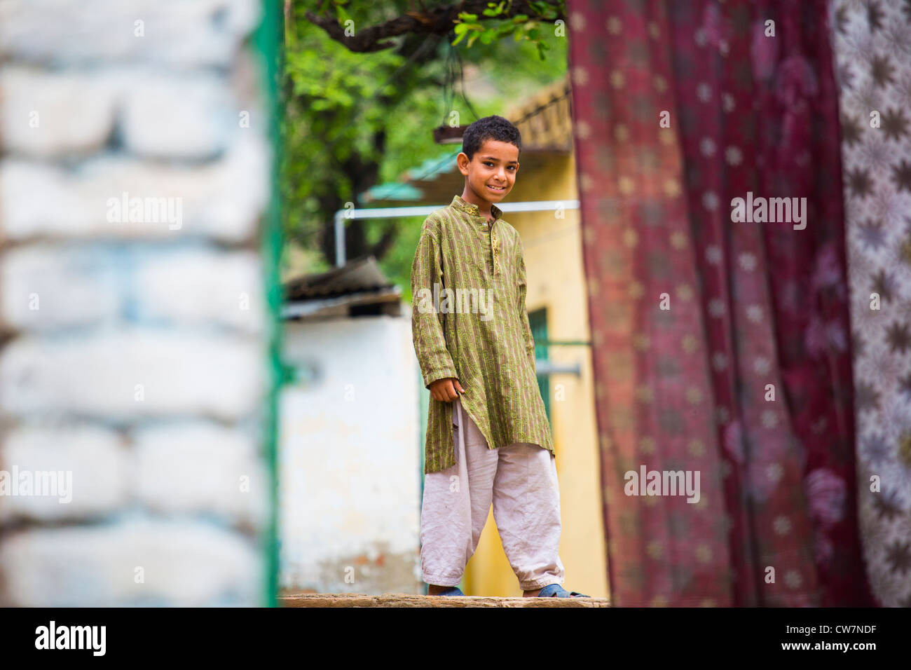 Pakistani boy in Said Pur Village, Islamabad, Pakistan Stock Photo