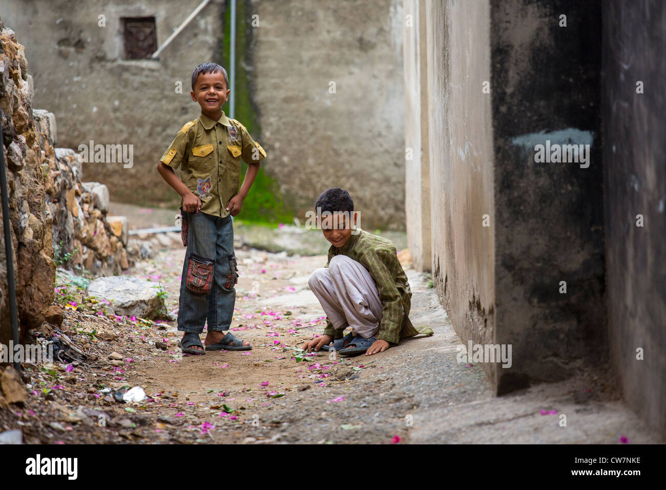Boys in Said Pur Village, Islamabad, Pakistan Stock Photo