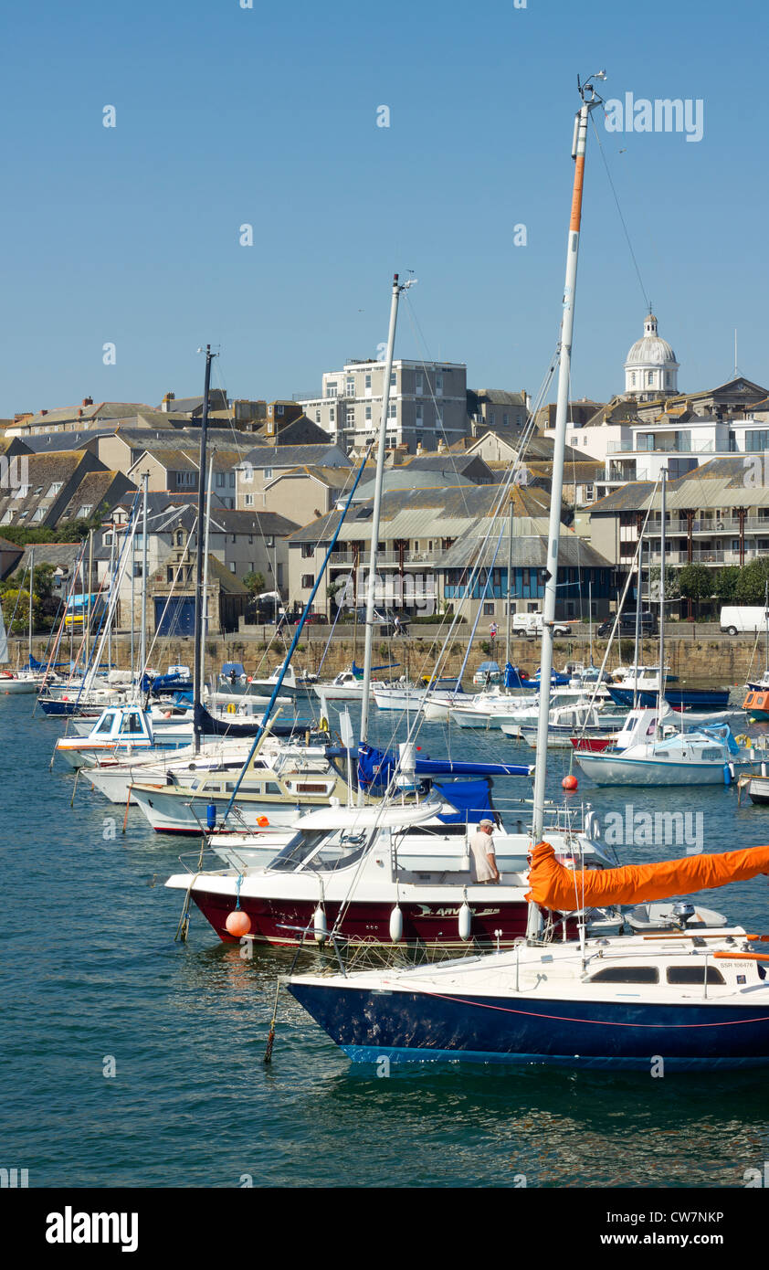 Penzance harbour boats on a summer day in Cornwall UK. Stock Photo