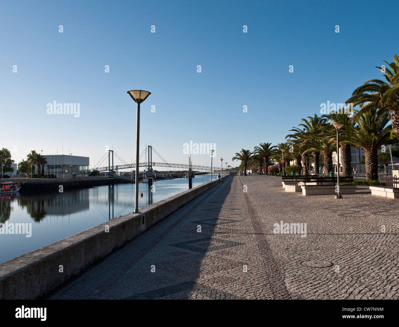 Promenade alongside the Ribeira de Bensafrim leading to the marine at Lagos, Portugal. Stock Photo
