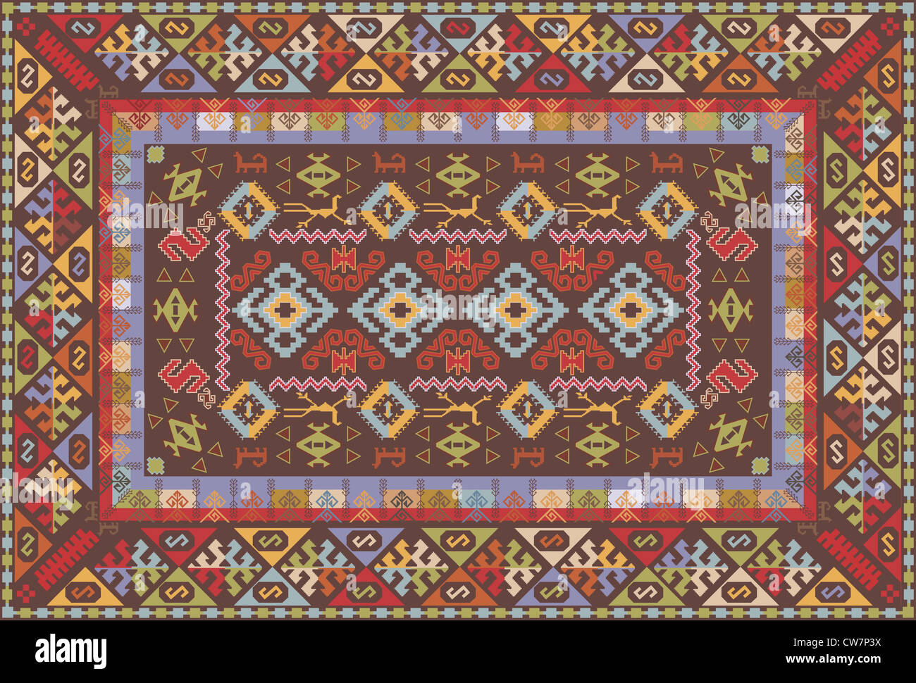 Oriental nomadic type carpet design Stock Photo - Alamy