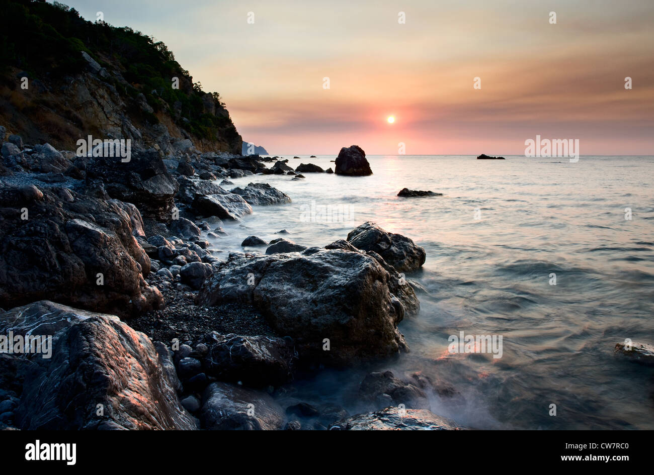 Sunrise over the Black Sea, Crimea, Ukraine Stock Photo