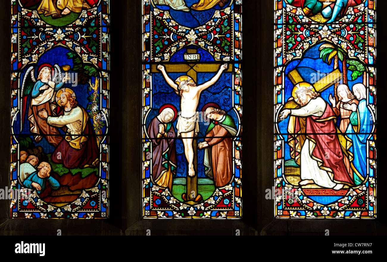 The East Window, St. Nicholas Church, Frankton, Warwickshire, UK Stock Photo