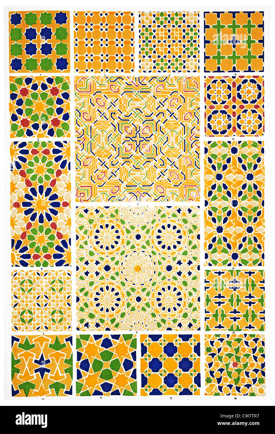 MORESQUE ORNAMENTS FROM THE ALHAMBRA Stock Photo