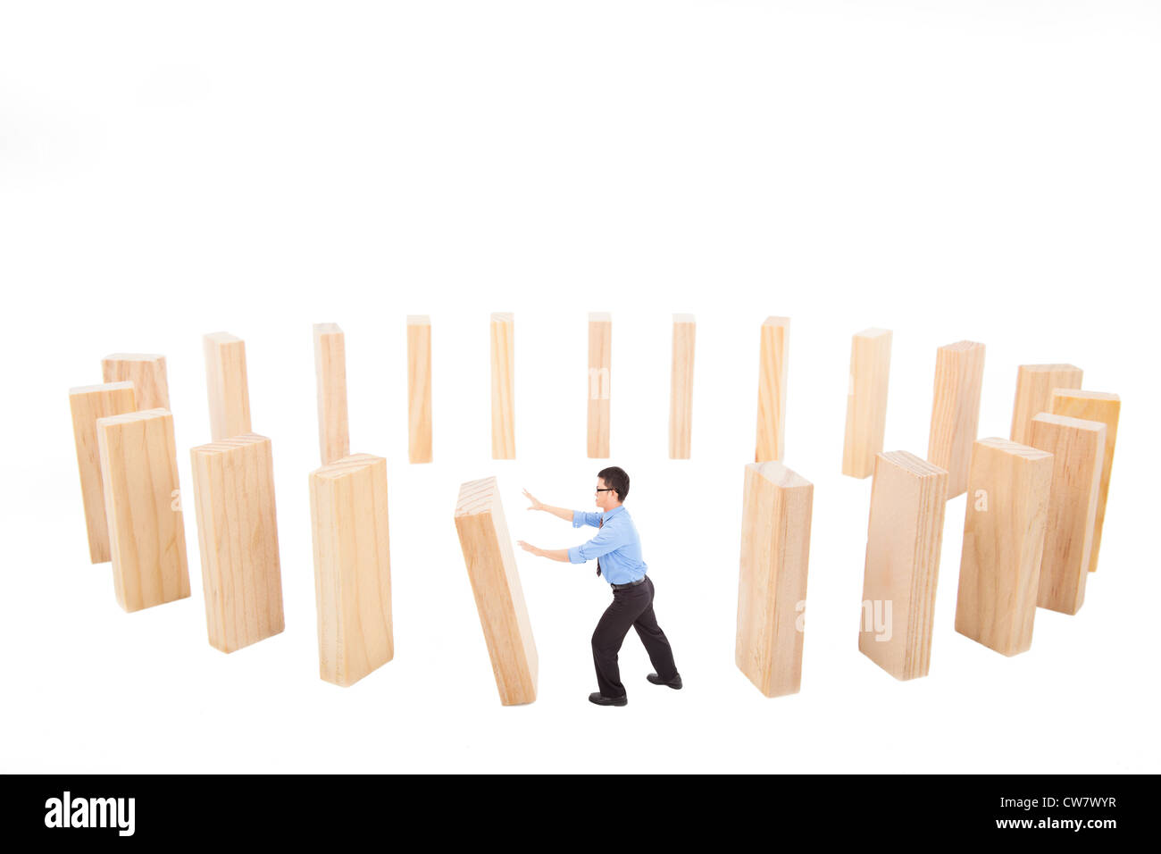 businessman push down the wall in circle.business loop concept Stock Photo