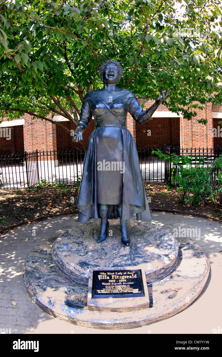 Famous American jazz singer Ella Fitzgerald statue in her hometown Yonkers New York Stock Photo
