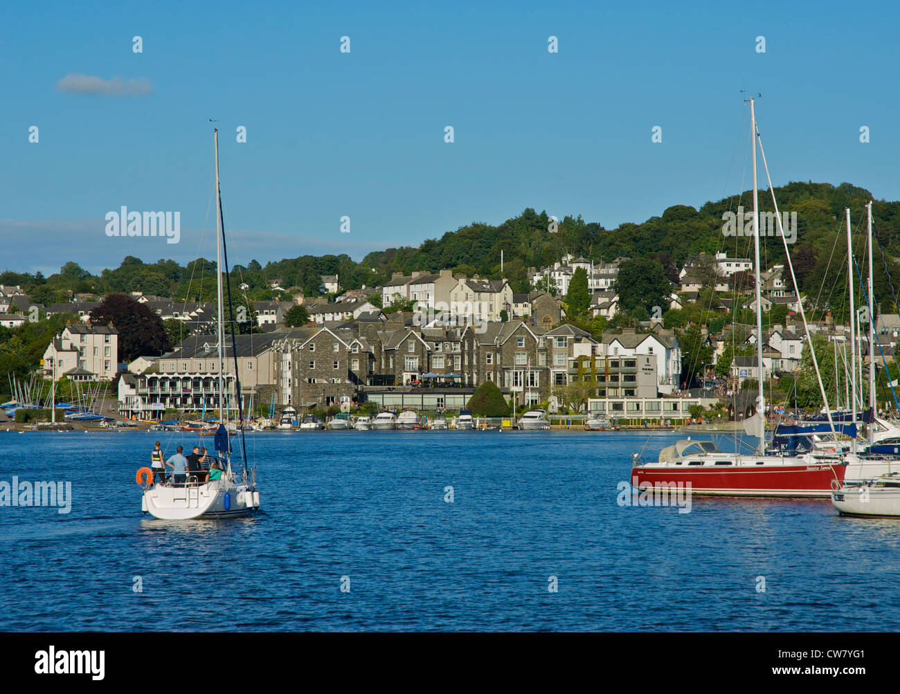 Yacht on Lake Windermere, approaching Bowness Bay, Lake District