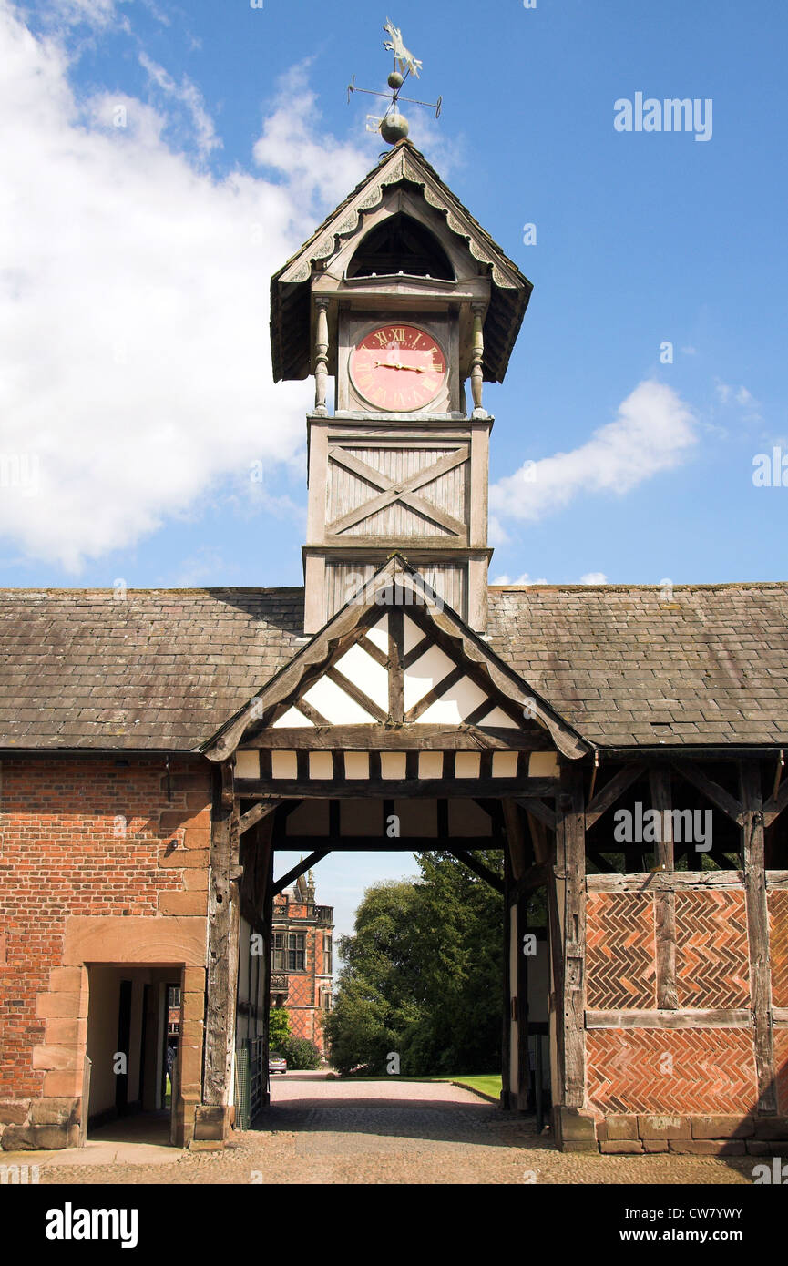 Wooden Clock Tower, Arley Hall and Gardens, Cheshire, UK Stock Photo