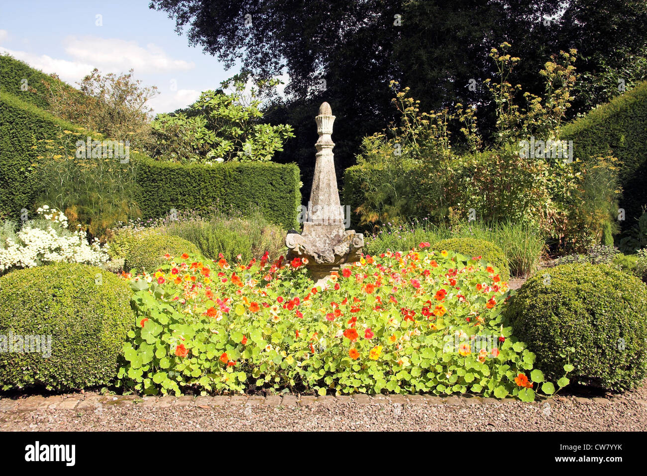 Stone sculpture in The Herb Garden, Arley Hall and Gardens, Cheshire, UK Stock Photo Alamy