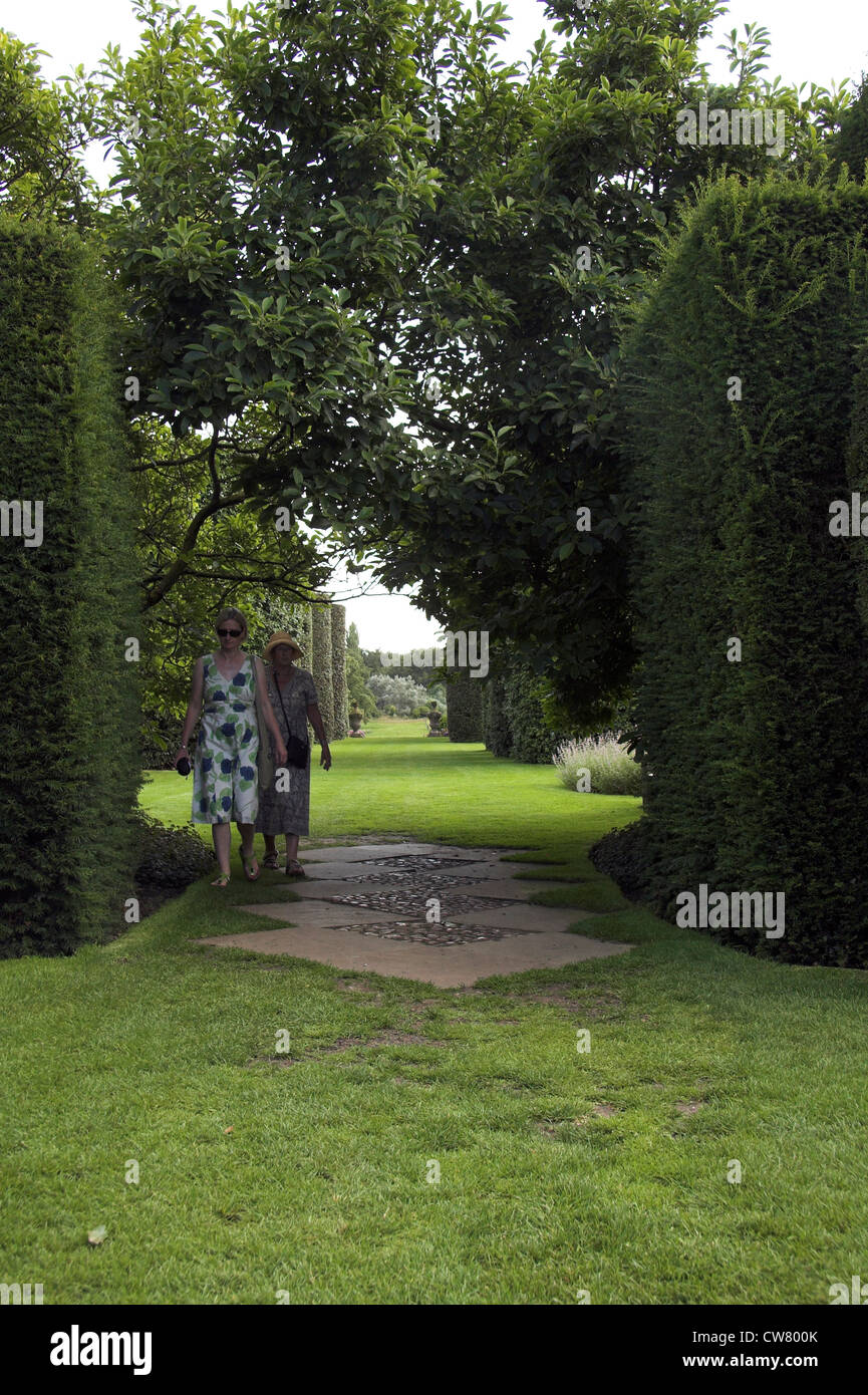 Visitors in the Ilex Avenue, Arley Hall and Gardens, Cheshire, UK Stock Photo