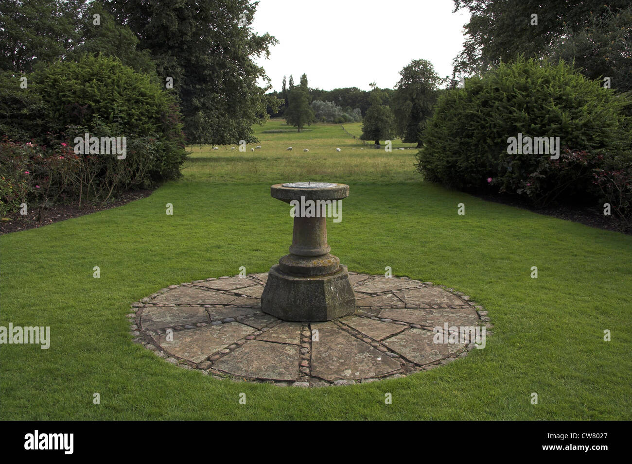 Sundial Circle, Arley Hall and Gardens, Cheshire, UK Stock Photo