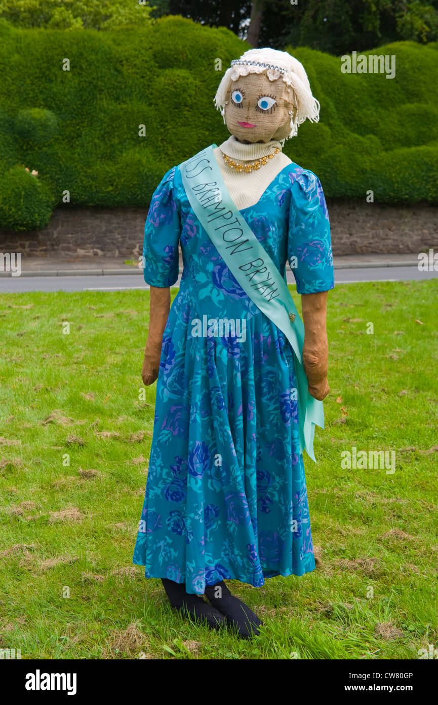 Effigy of village fete Queen on Scarecrow Day in village of Brampton Bryan Herefordshire England UK Stock Photo