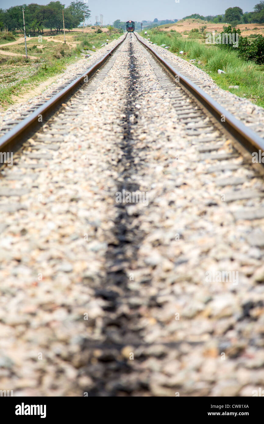 Train and tracks in Punjab Province, Pakistan Stock Photo Alamy
