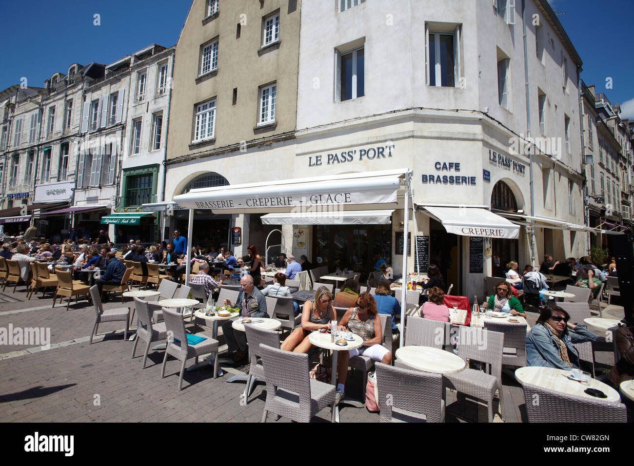 La Rochelle western France Le Pass port brasserie cafe Stock Photo - Alamy