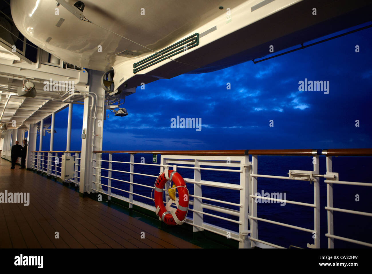 On deck of P & O cruise ship Azura at dusk Stock Photo
