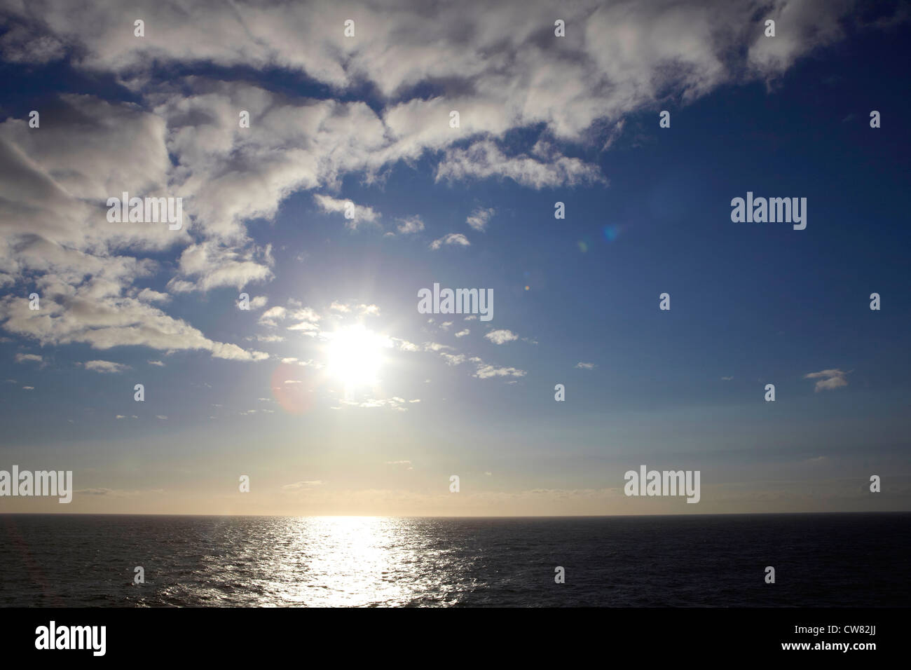 Clear sky at sea in the bay of Biscay Stock Photo