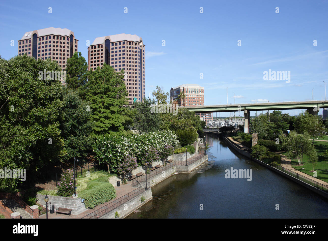 Scenic view of Kanawha canal in downtown Richmond, Virginia, USA Stock Photo