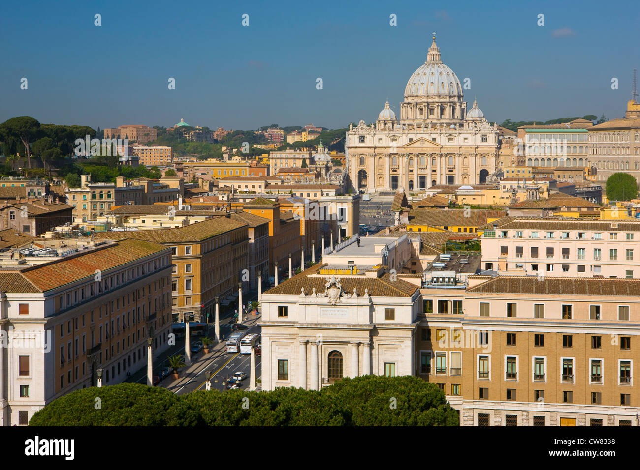 Elevated view of Vatican City and Saint Peter's Basilica, Rome, Italy Stock Photo